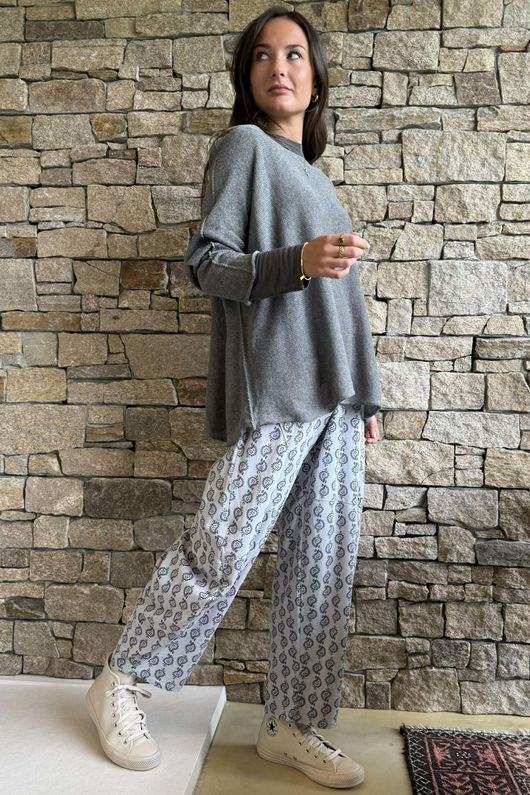 Conrad Slouch Cotton Knit Grey Marl